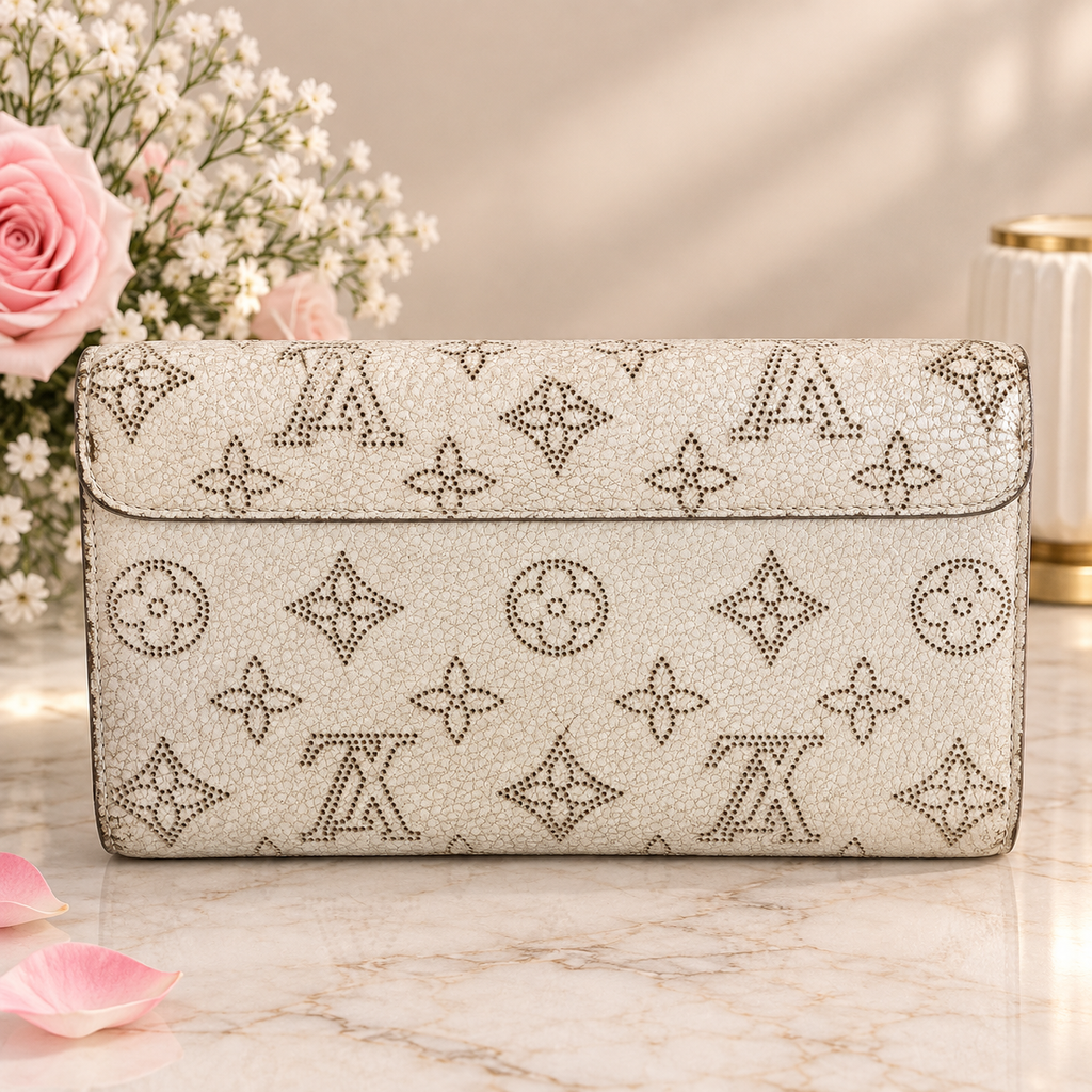 Louis Vuitton Mahina Iris Portefeuille Perforated Leather Ivory Continental Wallet