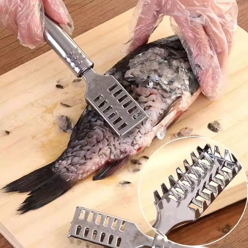 Stainless Steel Fish Scale Remover & Bone Tweezer Set Fast Cleaning