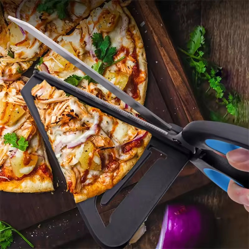 Pizza Scissors With Server Tray Stainless Steel Pastry Cutting Tool