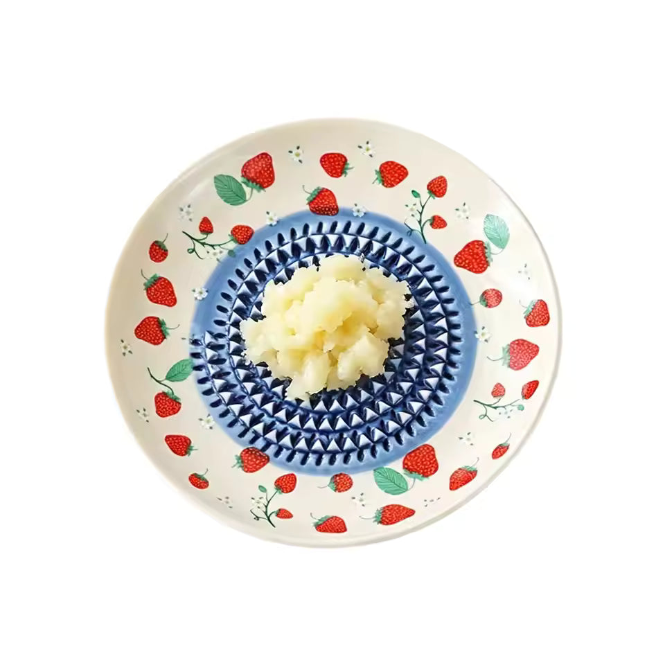 2 in 1 Garlic Grater Plate Ceramic Manual Round Fruit Patter Plate