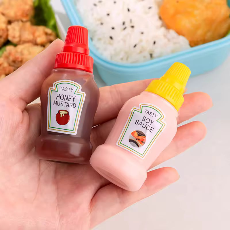 4pcs/set 25ML Mini Tomato Ketchup Bottle Honey Mustard Portable Small
