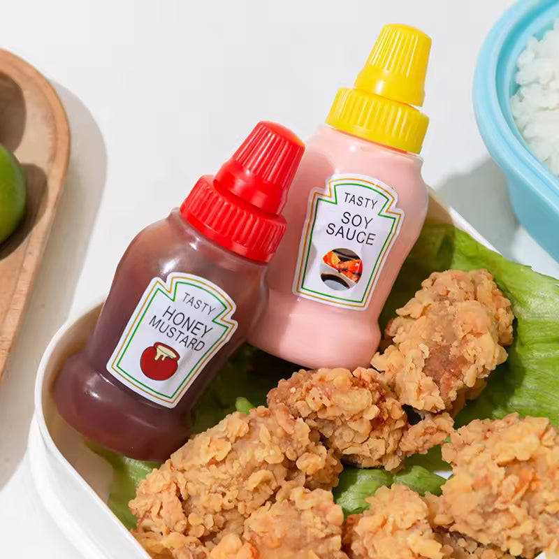 4pcs/set 25ML Mini Tomato Ketchup Bottle Honey Mustard Portable Small