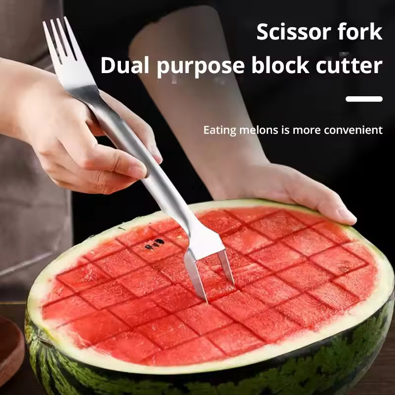 1pc Multi-purpose Portable 2In1 Watermelon Fork Slicer Watermelon