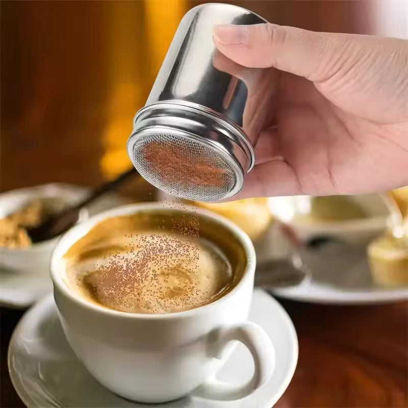 Stainless Steel Powder Sieve with Mesh Denser, Lid Coffee, Sugar