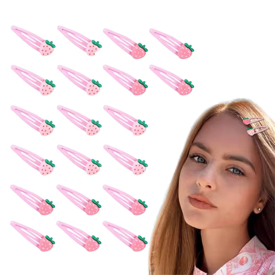 Cute Strawberry Hair Clips for Girls Glossy Finish BB Clip Daily Wear Fashion