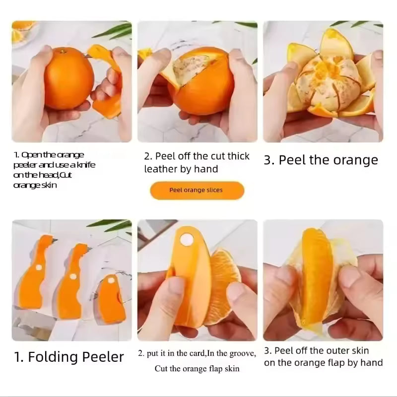 3Pc Portable Orange Peeler Stripper Orange Device Peeling Knife Juice