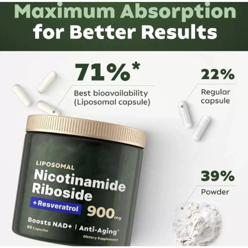 NAD+ Supplement for Anti-Aging Energy Focus & Nicotinamide Riboside Resveratrol
