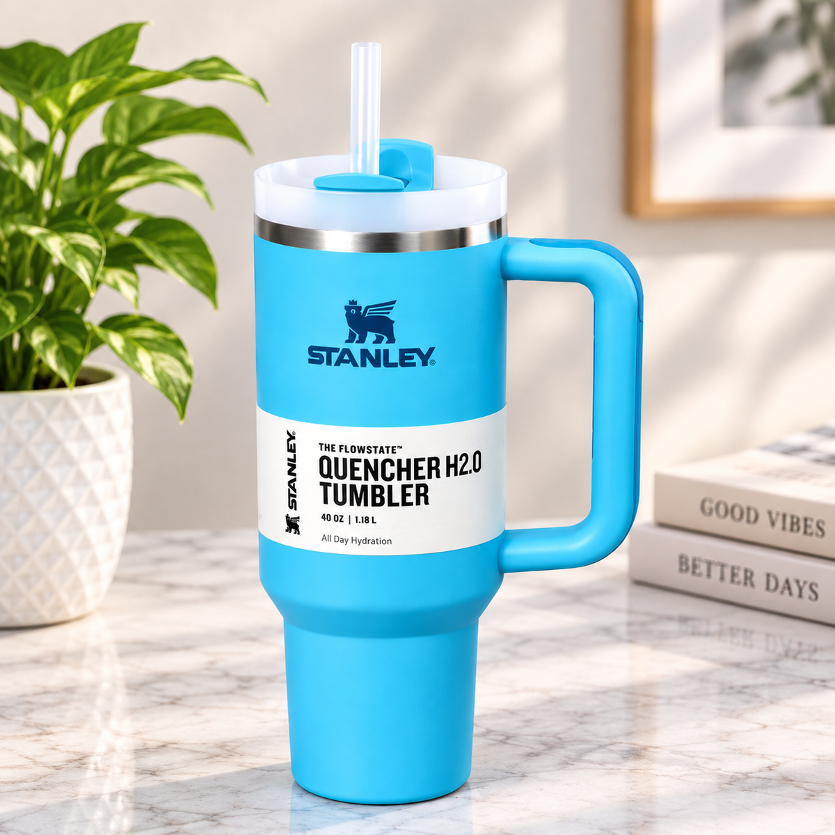 Brand New Stanley 40 oz Quencher H2.0 Tumbler w/box color POOL New