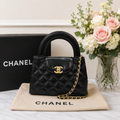 CHANEL Kelly Mini Shoulder Handbag Quilted Calfskin Black AS4416