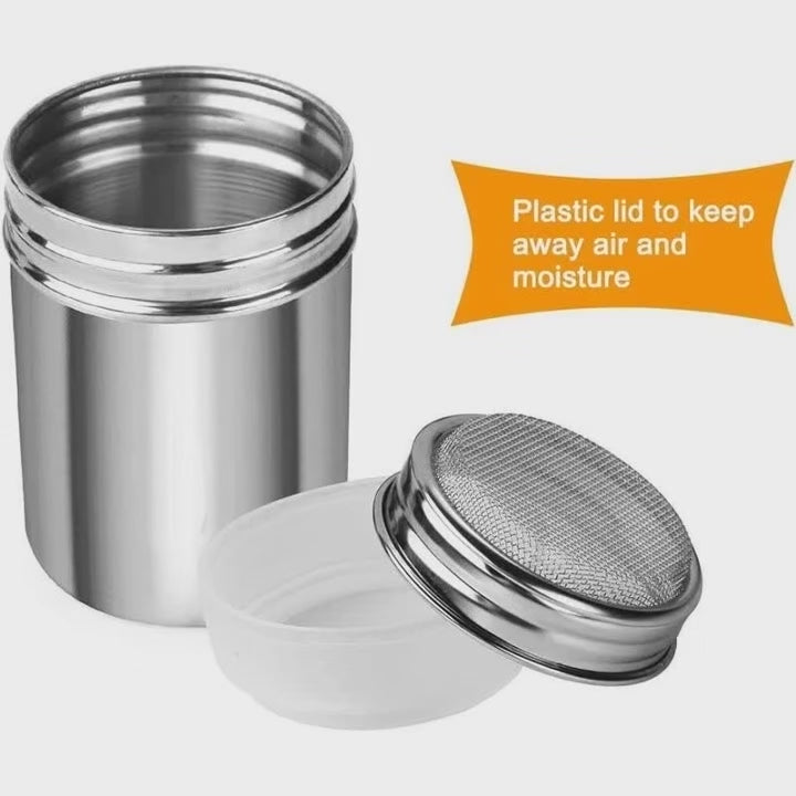 Stainless Steel Powder Sieve with Mesh Denser, Lid Coffee, Sugar