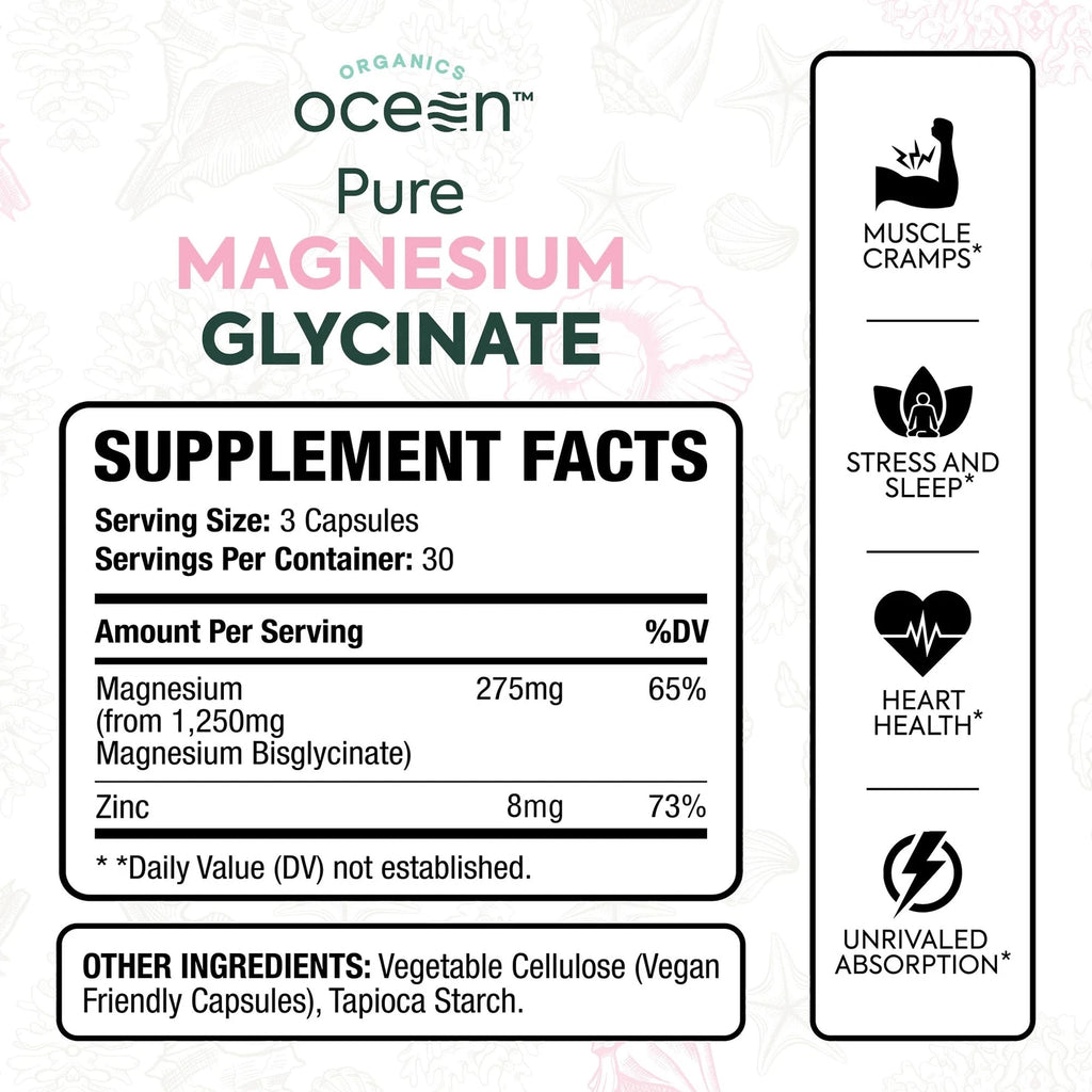 Organics Ocean Pure Magnesium Glycinate with Zinc 3 Pack