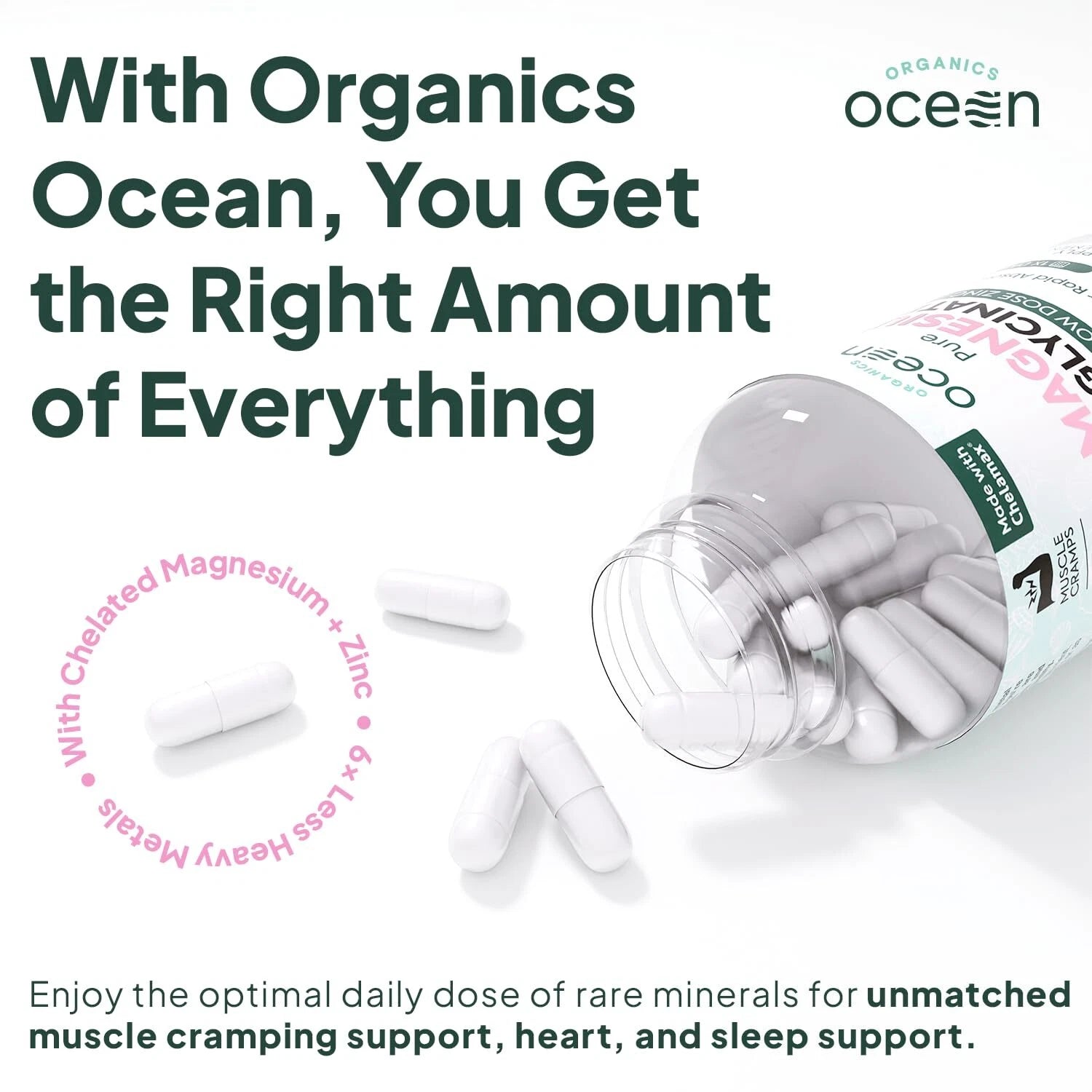 Organics Ocean Pure Magnesium Glycinate with Zinc 3 Pack