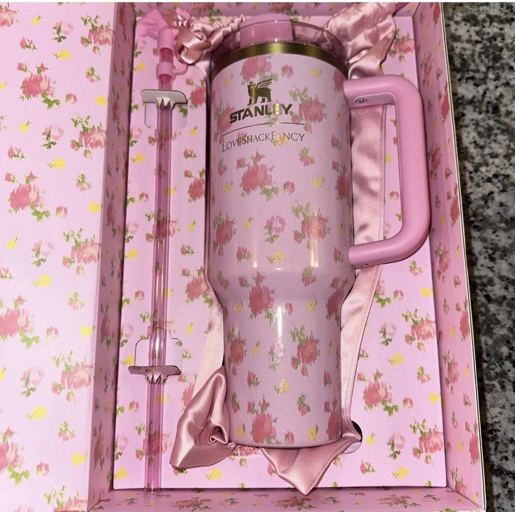 STANLEY x Love Shack Fancy Tumbler 40oz Ibiza Sunset Pink Floral Flowers